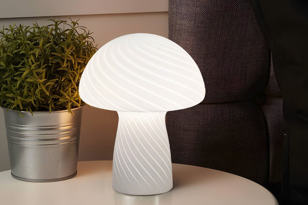 Contemporary Lighting: Modern Mushroom Stripe Glass Table Lamp